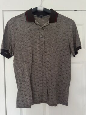 Gucci GG Monogram Polo Shirt Brown Web Collar – Size XL – Made in Italy